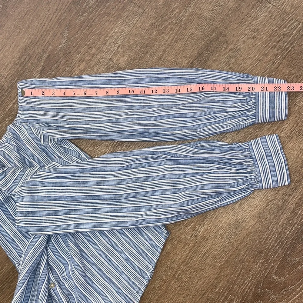 Free People Blue/White Striped Off-The-Shoulder Blouse Top - Picture 6 of 15